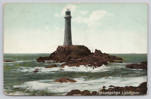Longships Lighthouse Lands End Cornwall England Postcard - Picture 1 of 2