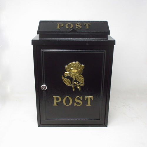 Casella postale lettere tradizionale resistente alle intemperie metallo bloccabile design rosa nero - Foto 5 di 16