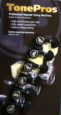 GKL60K-B TonePros Locking Tuning Machines 6 In-Line, Black