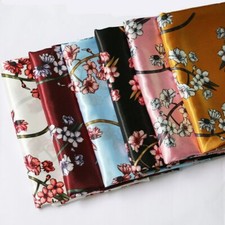 1 Yard Floral Satin Fabric Glossy Soft Scarf Shirt Sleepwear Material Charmeuse