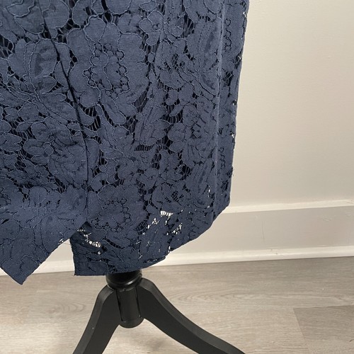Merokeety Navy Blue Turtleneck Floral Lace Cap Sleeve Knee-Length Dress M - Bild 12 von 17
