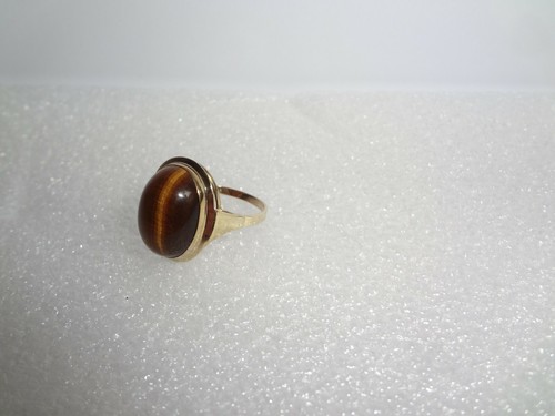 Sehr schön gearbeiteter Ring, Gelbgold, mit einen schönen Tigerauge, Größe 59 - Bild 5 von 12
