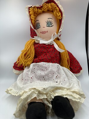 VTG Handmade Doll Rag Doll Cloth Doll Handmade Red Riding Hood 26'' Tall 2 Faces!