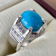 Natural Turquoise Ring Feroza rings Mens Feroza gemstone rings Neyshapuri Feroza