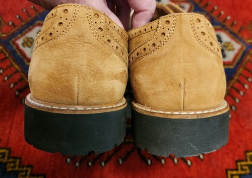 Men's MIKE KONOS Tan Suede Wingtip Oxfords Shoes Made in Italy Lug Soles Nice! - 第 8/11 張圖片