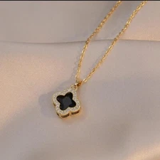 Stainless Steel Bijoux Fashion Jewelry Zircon Clover Four-leaf Clover Necklace