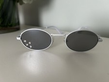 Victoria's Secret White Frame Mirrored Sunglasses with Shimmer Stars, NIB