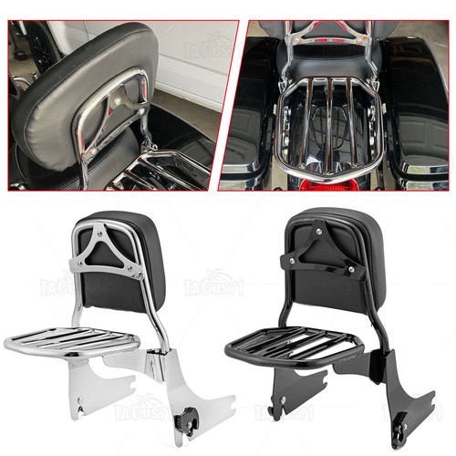 Passenger Backrests Sissy Bar w/Rack For Harley Dyna Switchback FLD