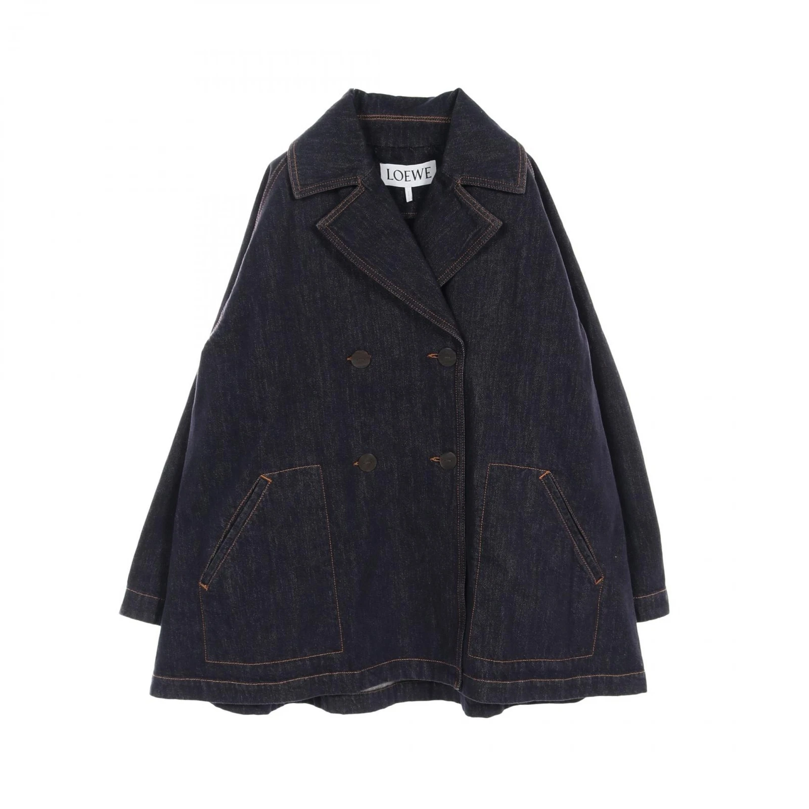 Cappotto LOEWE Denim Trapezio Pea #32 S359330XCQ cotone blu indaco usato