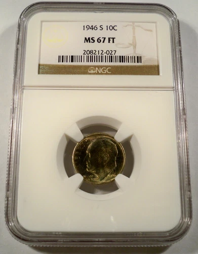 1946-S NGC MS67FT ROOSEVELT DIME 10c MS 67 FT FULL TORCH