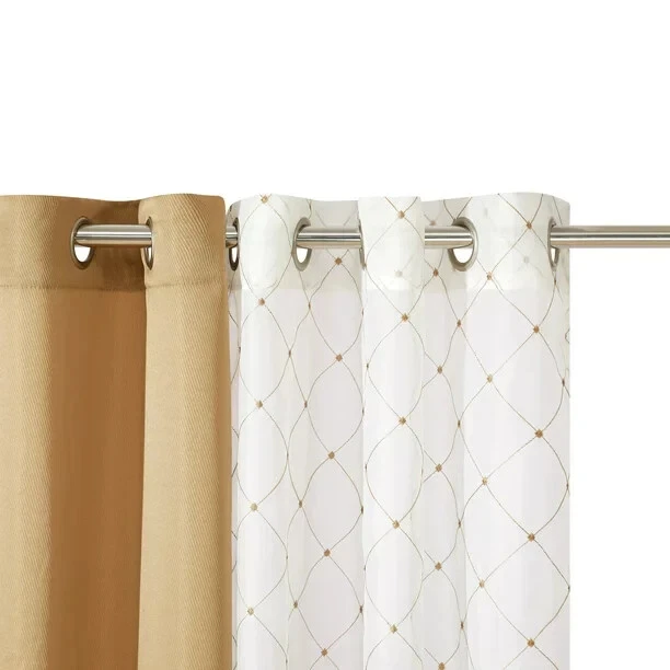 Better Homes Gardens, celosía bordadora granate y sarga cortina de 4 paneles y transparente Foto 4 de 4