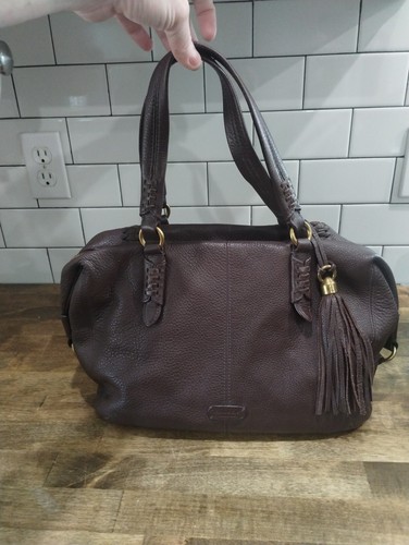 Lauren Ralph Lauren Pebbled Leather HOBO Brown Shoulder Hand Bag Gold RLL