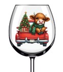 12x Christmas Highland Cow Truck Tree Vinyl Sticker Decal Tumbler Wine Glass Van