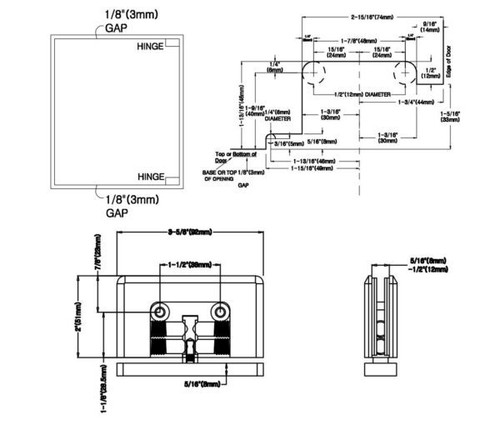 360 Degree Wall Mount Shower Door Glass Bracket for 1/2"- 3/8" Glass Thickness - Picture 2 of 29