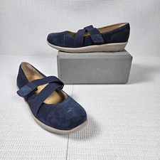 Vionic Shelby Mary Janes Women's Size 6.5 Blue Suede Leather Strap Comfort Shoes