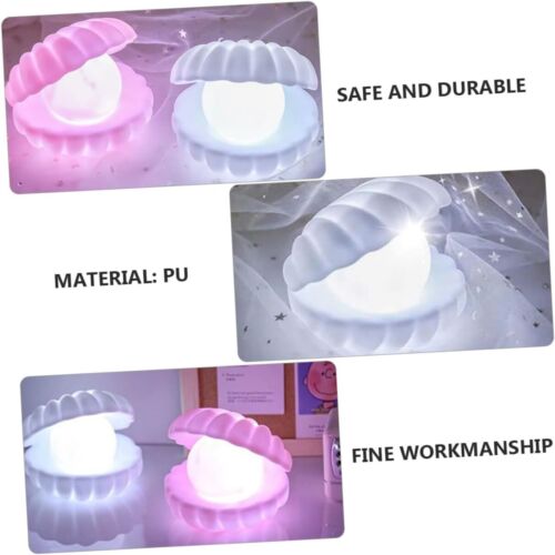 Pink Shell Pearl Night Light, Pink Portable LED Clam Lamp Shell with Pearl Beach - Picture 9 of 14