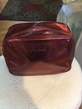 SHISEIDO Makeup Cosmetic Bag Case Zippered Travel Organizer red