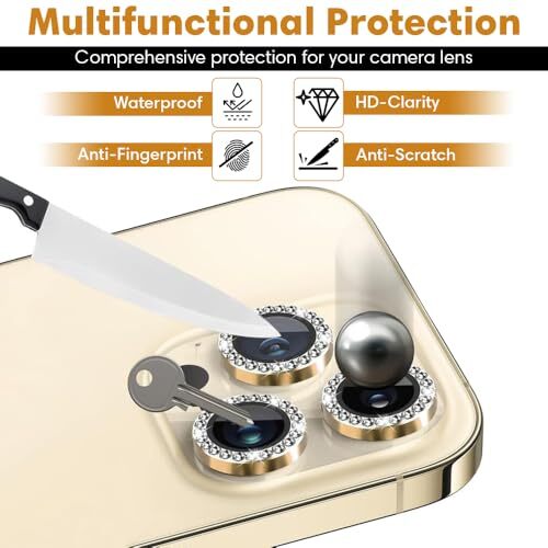 Camera Lens Protector for For iPhone 16 Pro/16 Pro Max Titanium Desert Diamond - 第 3/7 張圖片