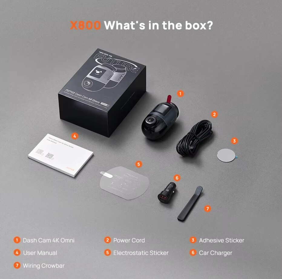 New 2025 70mai X800 4G Omni Dash Cam 4K HDR 360° Rotating New 2025 70mai X800 4G Omni Dash Cam 4K HDR 360° Rotating