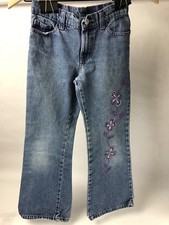 Girls 8 Vintage Flared Jordache Jeans Embroider Denim High Waist Flower Hippie