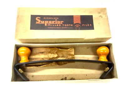 NOS! SUPERIOR 14'' HALF CIRCLE FILE HOLDER w/ BOX, NATURAL WOOD HANDLES