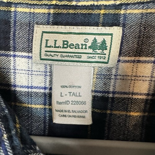 VTG LL Bean Shirt LT Tall Blue Heavy Flannel Scotch Plaid English Countryside - Picture 3 of 12