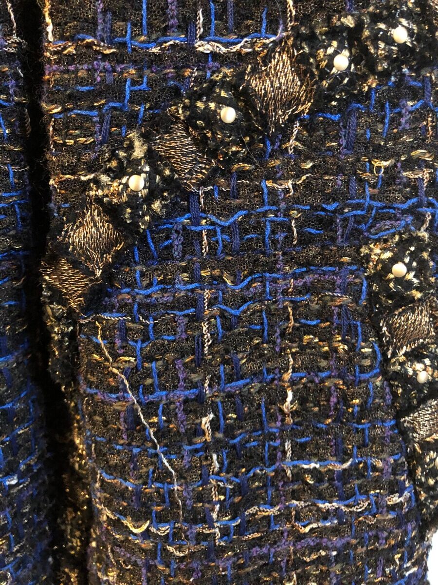 CHANEL 11A Paris- Byzance TWEED Blue Multicolor Gold Dress CHANEL 11A Paris- Byzance TWEED Blue Multicolor Gold Dress