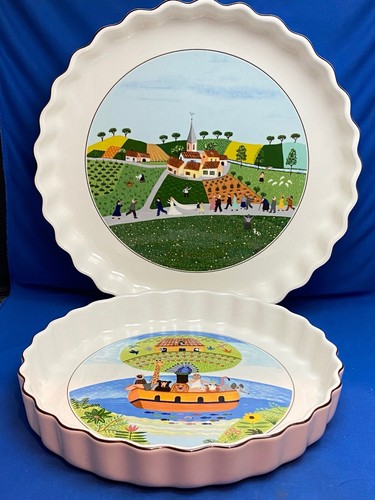 VILLEROY & BOCH DESIGN NAIF SET OF 2 DIFFERENT SIZED QUICHE BAKING DISHES