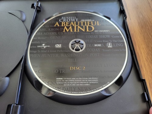 A Beautiful Mind w/ Russell Crowe - Widescreen 2-Discs Awards Edition (DVD,2002) - Picture 5 of 6