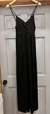 White Birch Stretchy Black Maxi Dress V Neck Adjustable Straps Size Small 