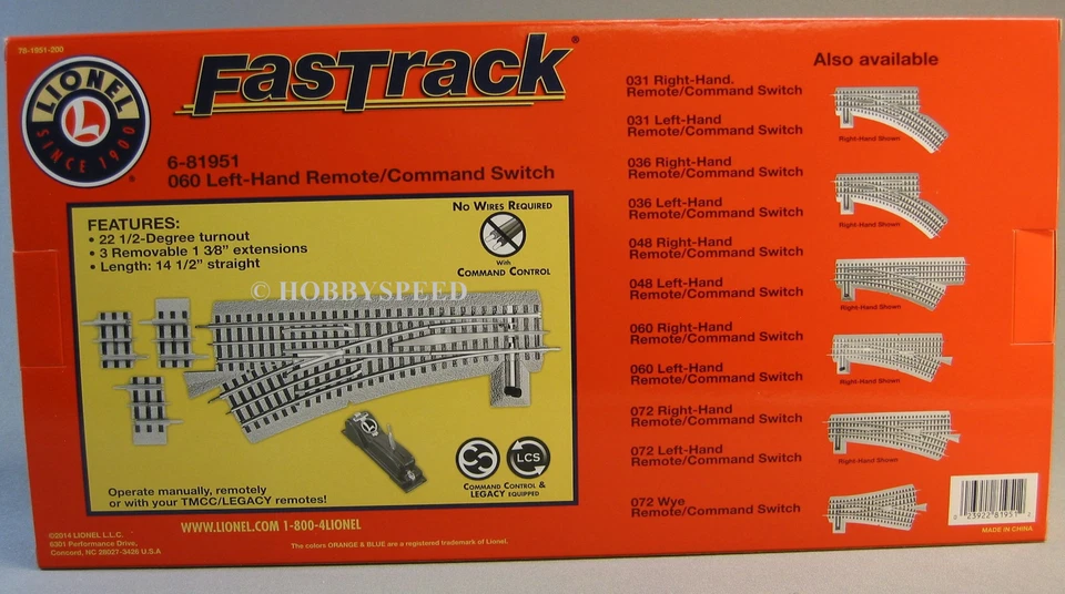 LIONEL FASTRACK 060 LEFT REMOTE/COMMAND SWITCH track o gauge turnout 6-81951 - Image 3 of 4