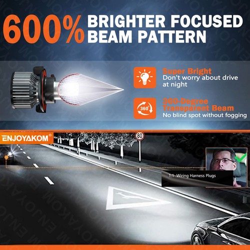 For Ford F-150 2004-2014 LED Headlight Bulbs High Low +Fog Light Combo 10000LM - Picture 8 of 13