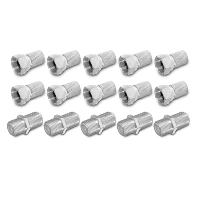 10x F Stecker 5x Verbinder Set Stecker Kupplung Buchse Sat Kabel Doppelkupplung