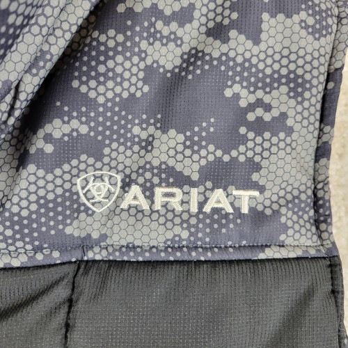 Ariat Puffer Vest Mens 2XL Black Camo Full Zip Quilted Waterproof Velour Lined - Picture 9 of 15