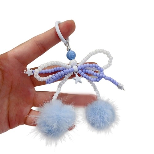 Bowknot Plush Ball Pendant Y2K Phone Charm Chain Strap Bag Decoration Lanyards - 第 16/17 張圖片