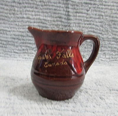 Vintage 1970's McMaster Pottery Orange Brown Cream Pitcher Niagara Falls Canada