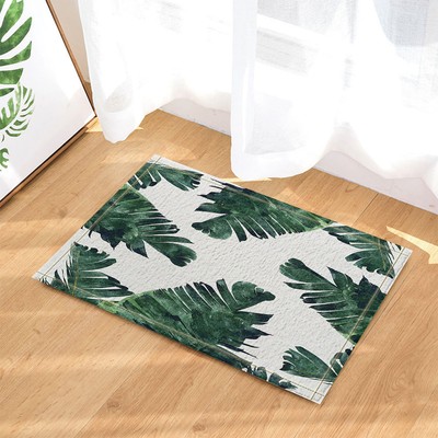 Dark Green Leaves Door Mat Bathroom Rug Bedroom Carpet Bath Mats