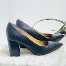 NINE WEST CARA BLACK LEATHER PUMP DRESS SHOE US7.5