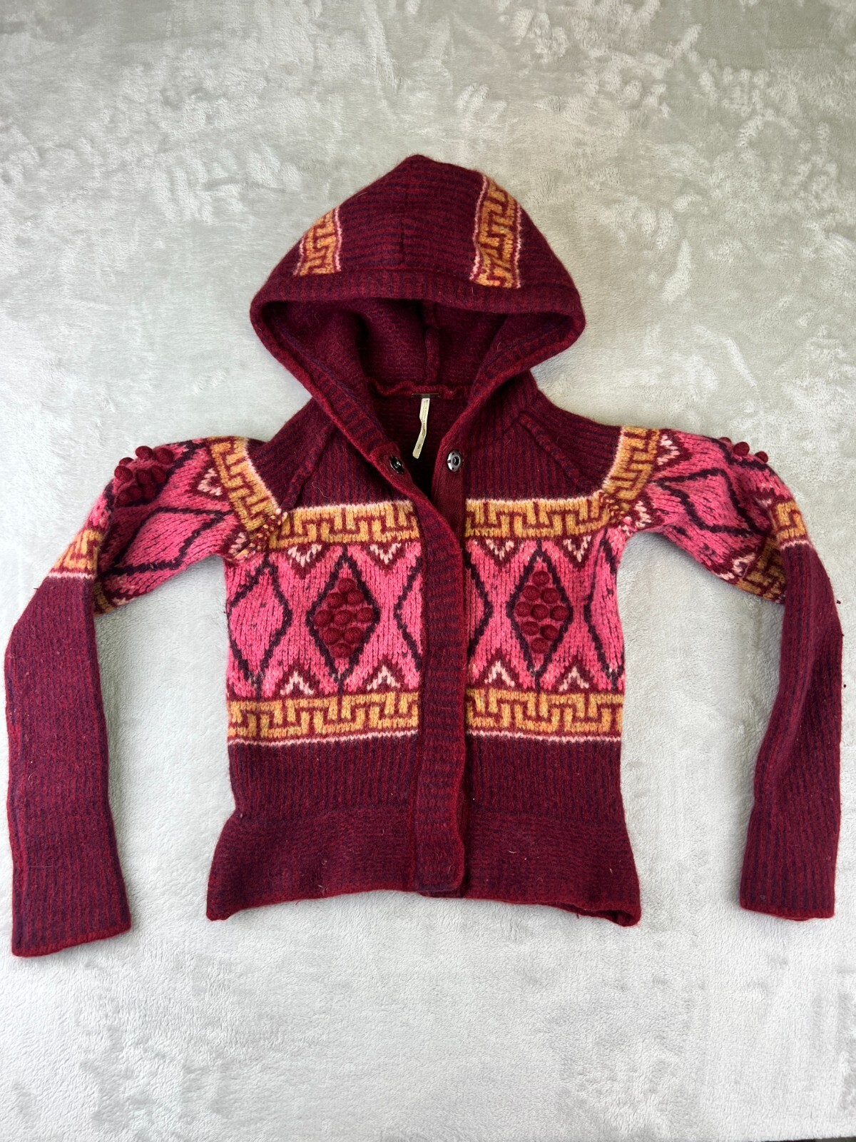 Free People Shrunken Pattern Snap Button Hoodie S… - image 2