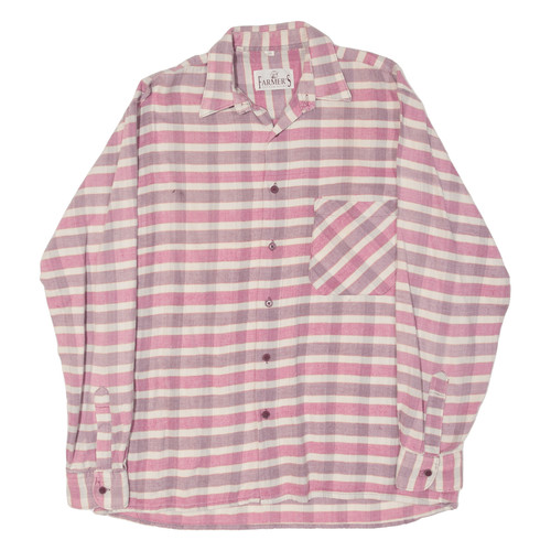 FARMERS Mens Shirt Pink Striped Long Sleeve M