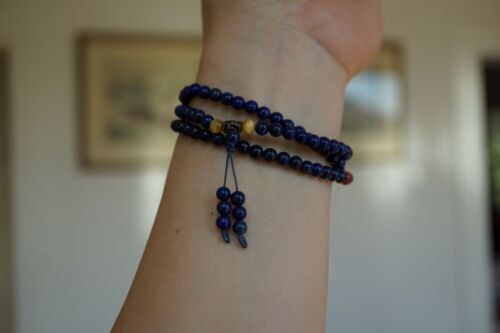 Lapislazuli Gebetsperle blau Lapis Armbänder Mala Armband 3 Schichten Armbänder - Bild 9 von 10