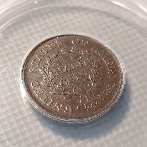 1805 1/2c C-1 Medium 5 No Stems Draped Bust Half Cent ANACS VG10 No Problems - Picture 14 of 14