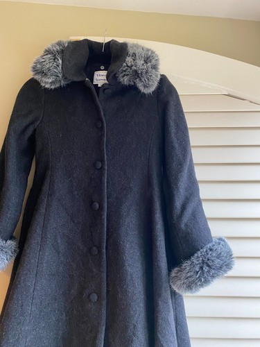 Florence Eiseman Girls Grey Wool and Faux Fur Trim Coat Size 8 Winter - Picture 2 of 9