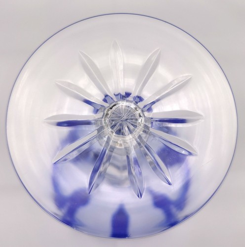Beautiful Bohemian Cut to Clear Cobalt Blue Wine Glass stem / Goblet - Picture 6 of 9
