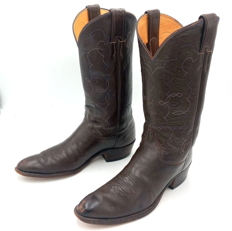 Botas de Vaquero Justin Cuero Marrón Para Hombre 10.5 A Ancho Extra Estrecho Western Rodeo Foto 2 de 4