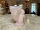 pink glass rabbit with basket antique easter decoration