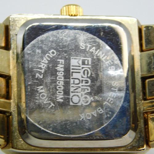 FIGARO MILANO FM90500M Gold Tone Quartz Women's Watch Sz. 8" New Battery - Picture 6 of 10