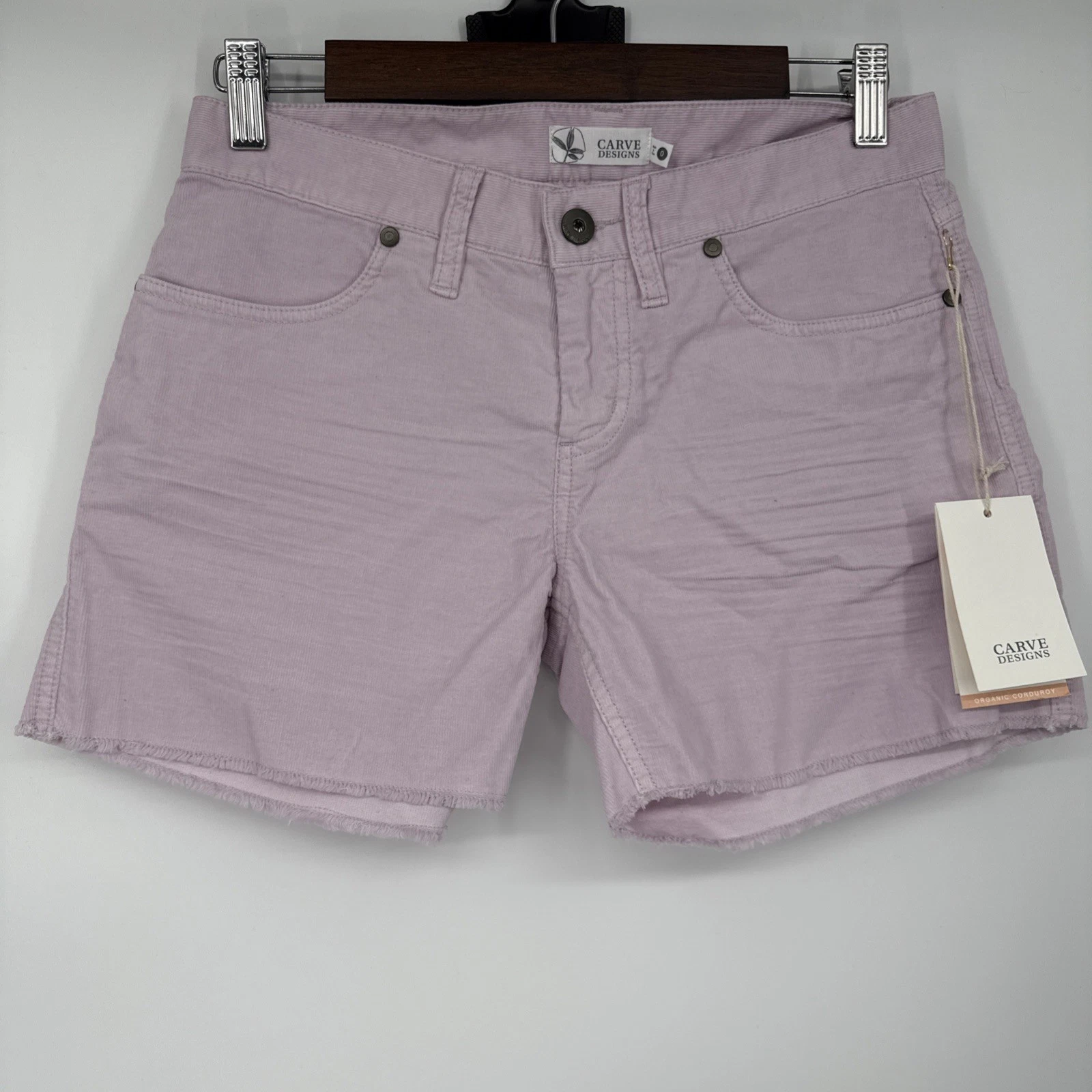 NWT Carve Designs Oahu Shorts 4” Size 0 Raw Hem Corduroy Women’s Purple Surf