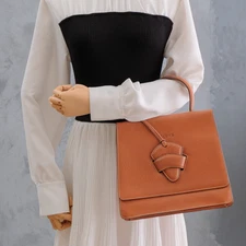 LOEWE Vintage Hand Bag Purse Barcelona Leather Brown Authentic