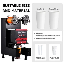 Black Fully Automatic Bubble Tea Cup Sealer Sealing Machine 550-800 Cups/Hr